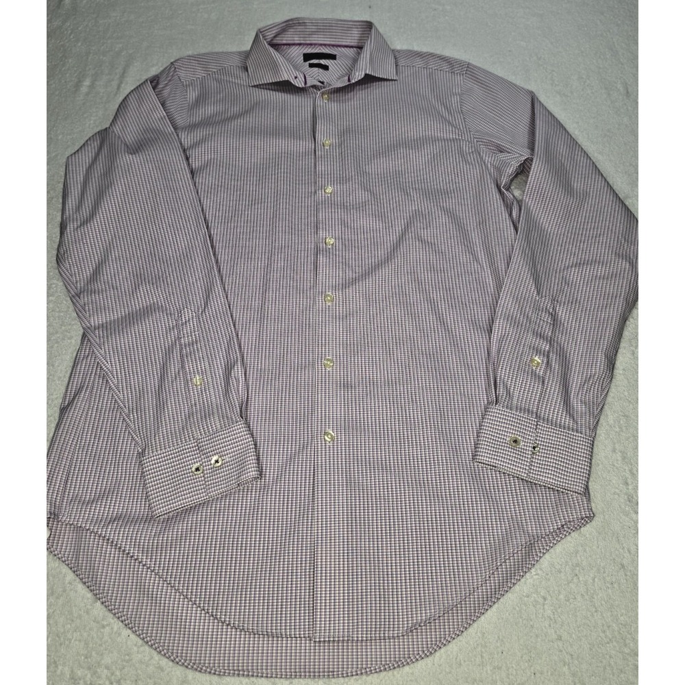 Calvin Klein Slim Fit Shirt Red White Check Men's Size 16 36/37
